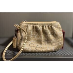 Y2K Coach Signature Jacquard Pleated Wristlet